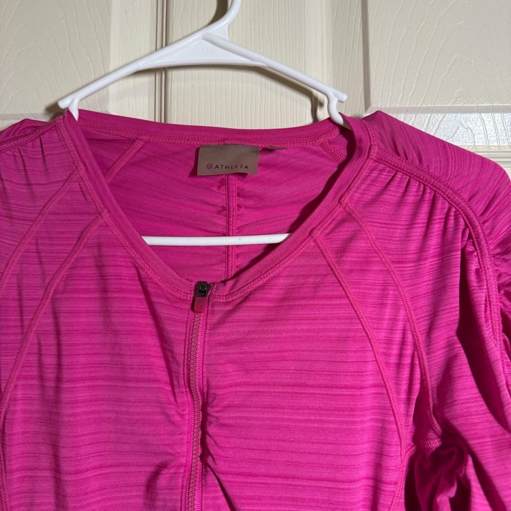 Athleta Pacifica UPF 50 Pink 1/2 Zip Long Sleeve Pullover Workout Swim Top Sz M - Picture 4 of 12